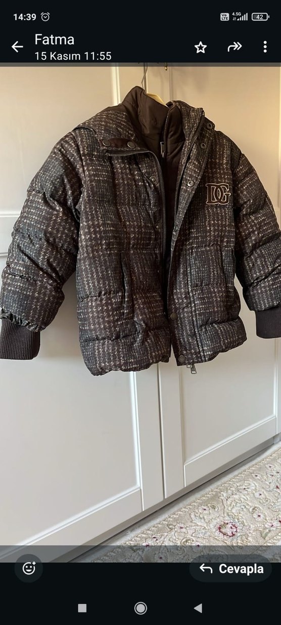 Düğmeli Koyu Kahverengi Erkek Çocuk Kaban - Görsel 2