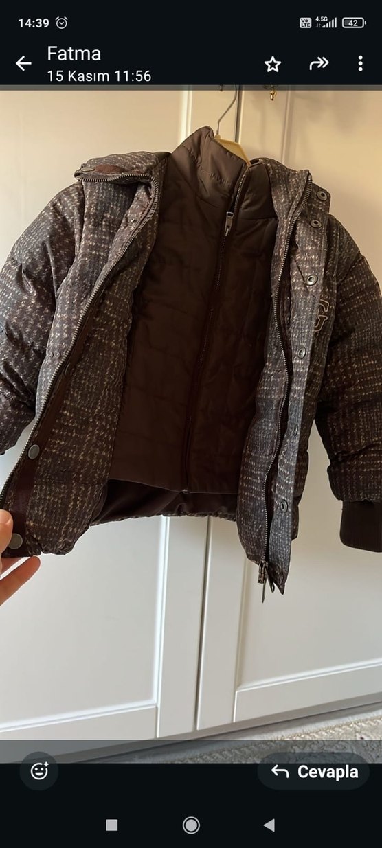 Düğmeli Koyu Kahverengi Erkek Çocuk Kaban - Görsel 4