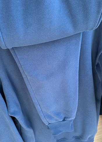 Mavi Kapüşonlu Kadın Sweatshirt - Görsel 6