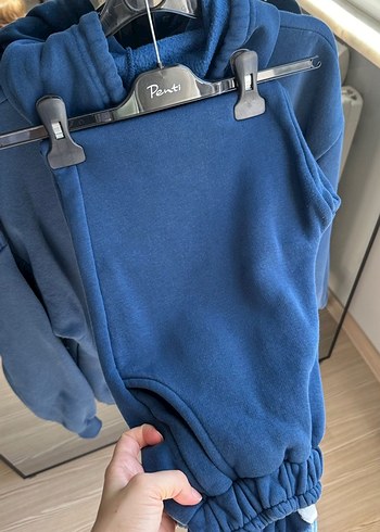 Mavi Kapüşonlu Kadın Sweatshirt - Görsel 4