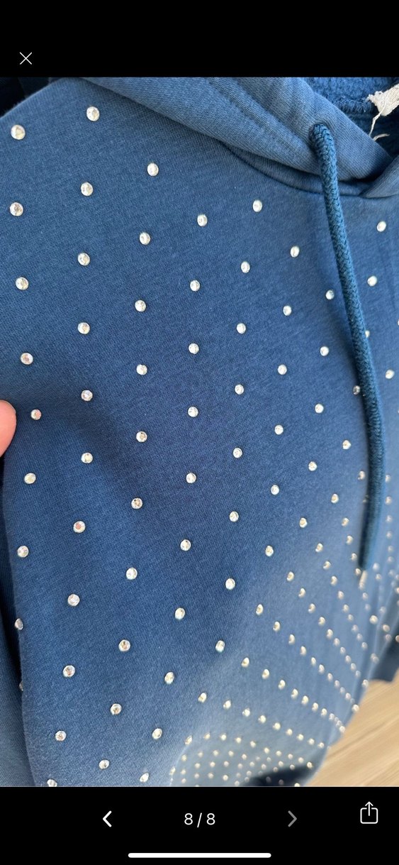 Mavi Kapüşonlu Kadın Sweatshirt - Görsel 5