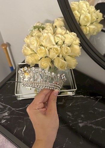 Beyaz Işıltılı Taşlı Gelin Tacı - Görsel 3