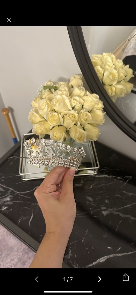 Beyaz Işıltılı Taşlı Gelin Tacı - Görsel 3