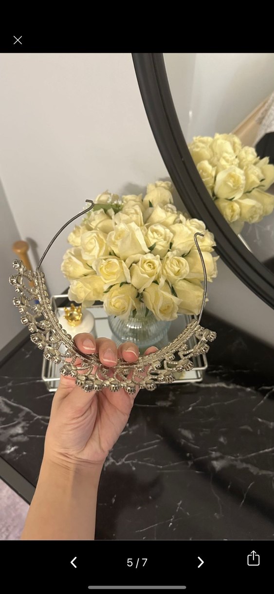 Beyaz Işıltılı Taşlı Gelin Tacı - Görsel 4