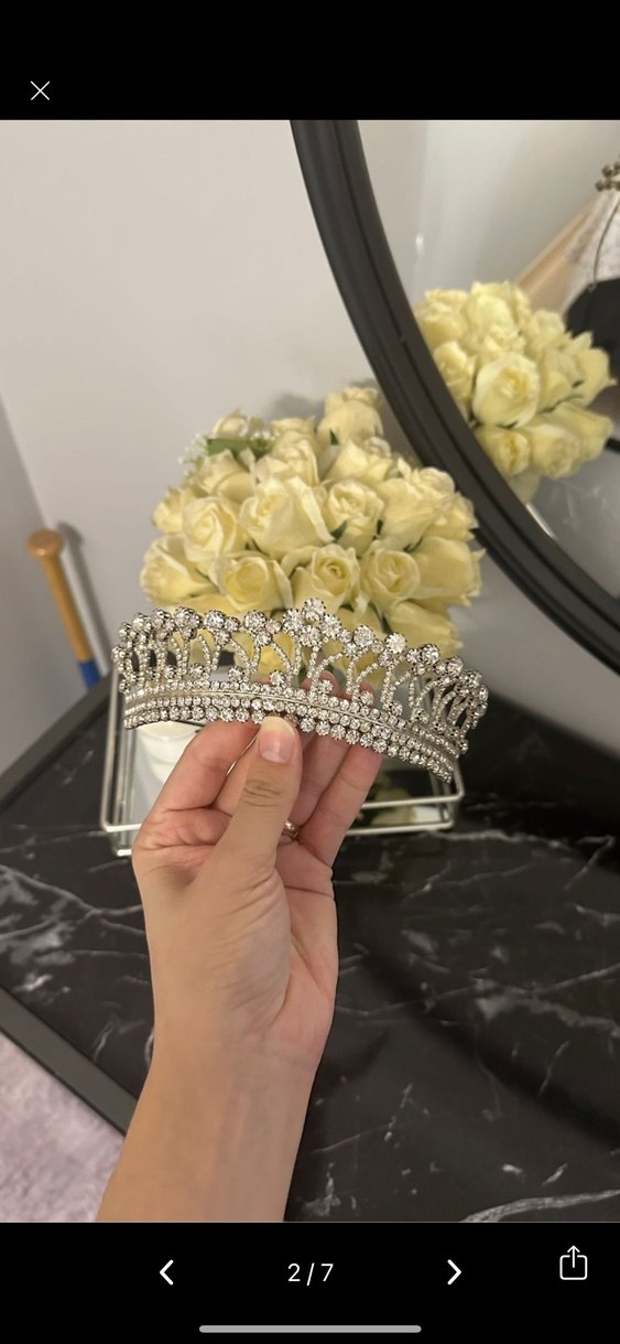 Beyaz Işıltılı Taşlı Gelin Tacı - Görsel 2