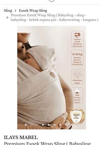 ILAYS MABEL Premium Esnek Beyaz Bebek Taşıma Şalı - Görsel 6