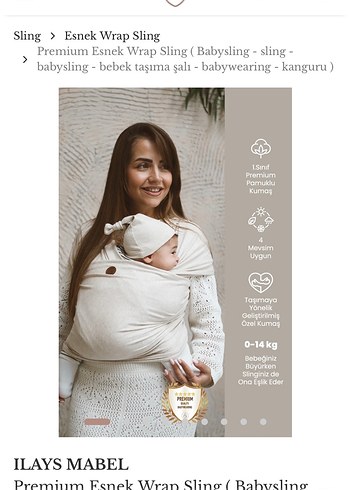 ILAYS MABEL Premium Esnek Beyaz Bebek Taşıma Şalı - Görsel 9