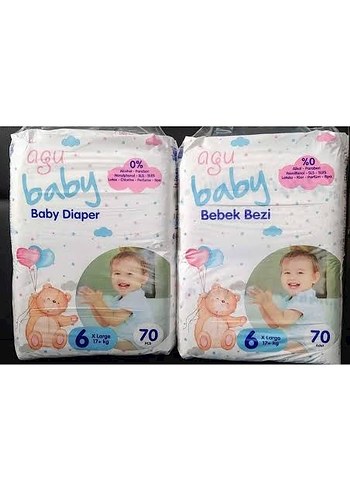 Agu Baby Bebek Bezi 6 Numara 70 Adet 2 paket fiyatı