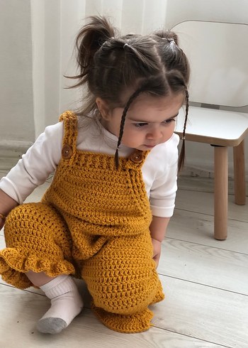 Kız Çocuk Sarı Örgü Tulum - Görsel 3