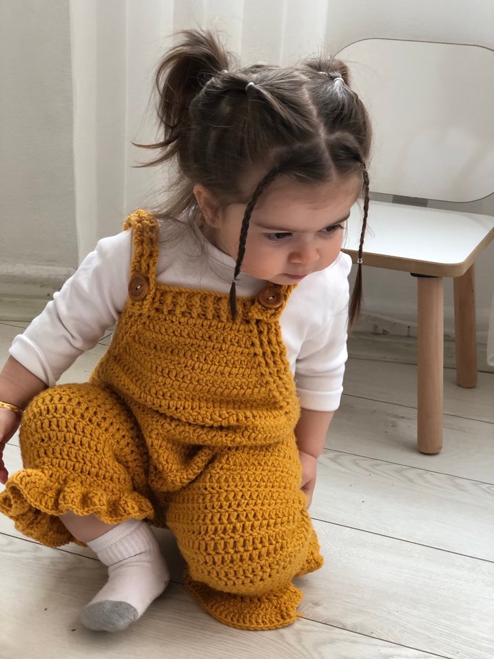 Kız Çocuk Sarı Örgü Tulum - Görsel 3