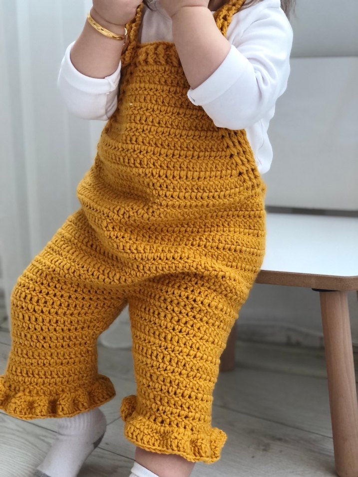Kız Çocuk Sarı Örgü Tulum - Görsel 4