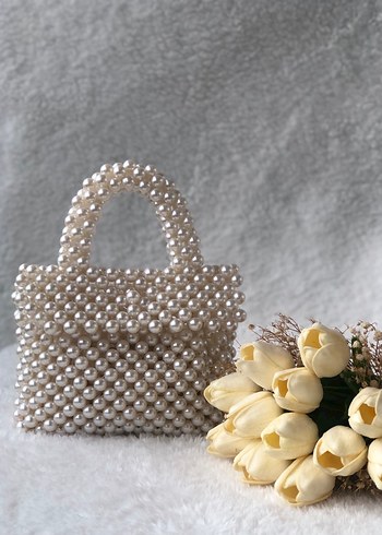 İnci Boncuklu Örgü Kadın Çanta - Görsel 2