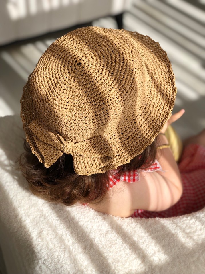 Örgü hasır çocuk şapka - Görsel 2