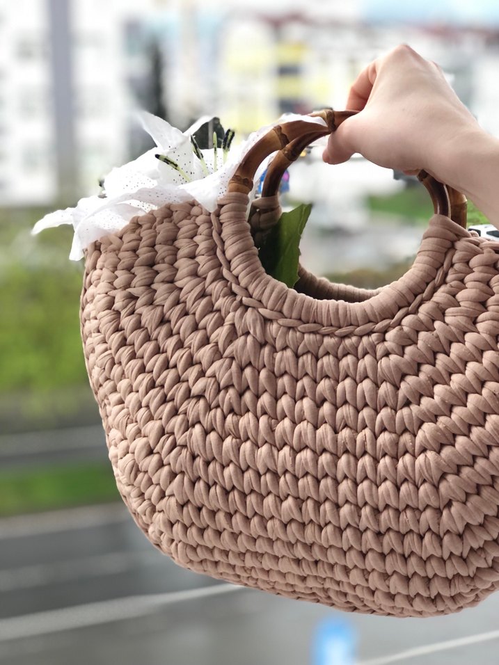 Bej Örgü Kadın Çanta - Bohem Tarz - Görsel 2