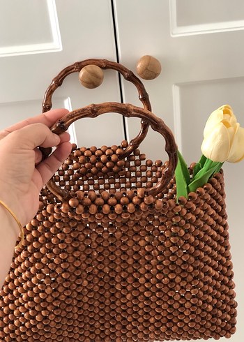 Kadın Camel Deri Etnik Desenli Tote Çanta - Görsel 2