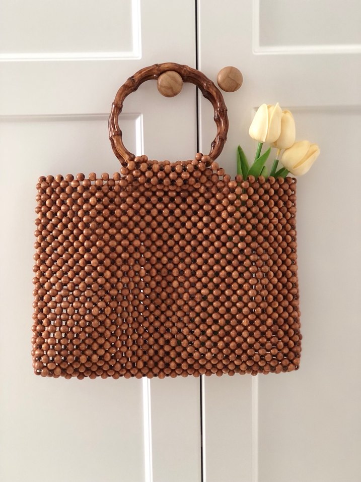 Kadın Camel Deri Etnik Desenli Tote Çanta - Görsel 3