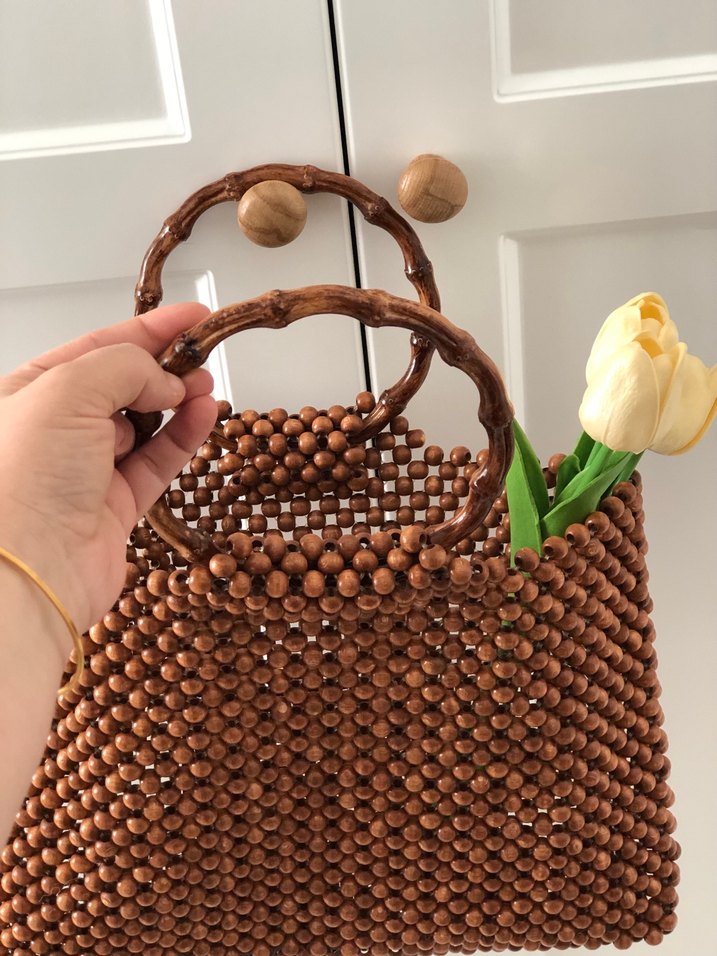 Kadın Camel Deri Etnik Desenli Tote Çanta - Görsel 2