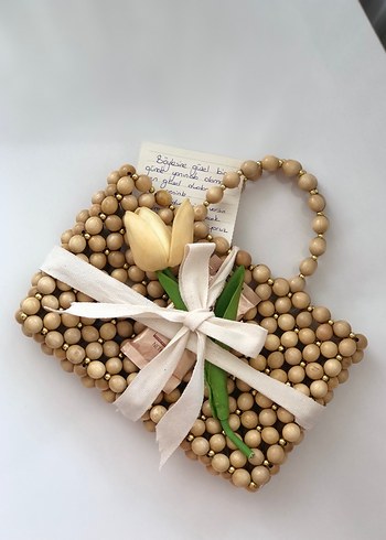 Boncuklu Ahşap Bohem El Çantası - Görsel 2