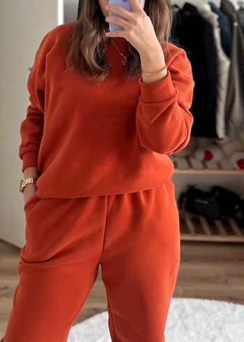 Kadın Kiremit Rengi Rahat Oversize Eşofman Takımı