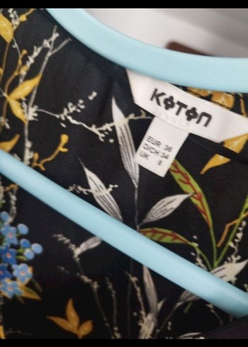 36 Beden Çiçek Desenli Uzun Kollu Mini Bluz