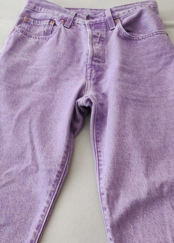 Düğmeli Mor Kadın Denim Jean