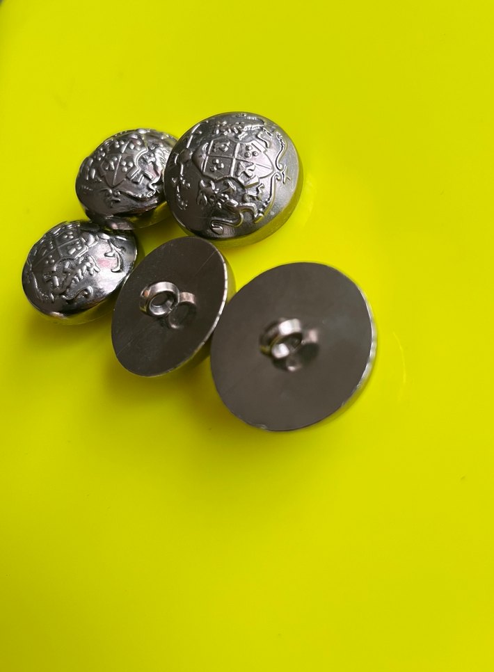 Vintage Gri Metalik 2,5 cm Düğmeler - Görsel 3