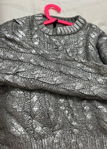 Bohem  parlak Gri Örgü Kadın Kazak - Görsel 4