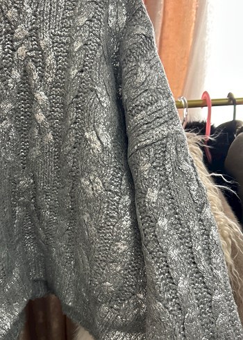 Bohem  parlak Gri Örgü Kadın Kazak - Görsel 7