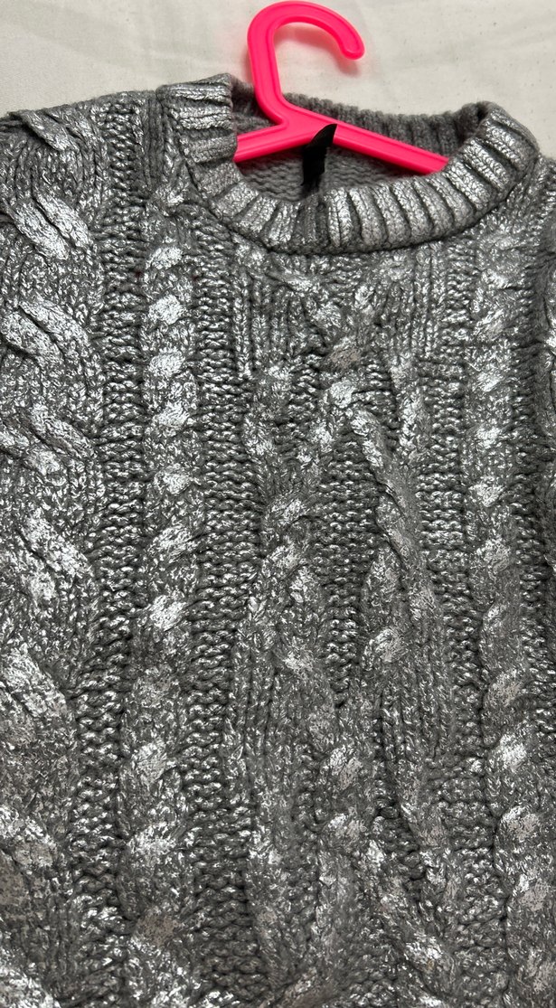 Bohem  parlak Gri Örgü Kadın Kazak - Görsel 3