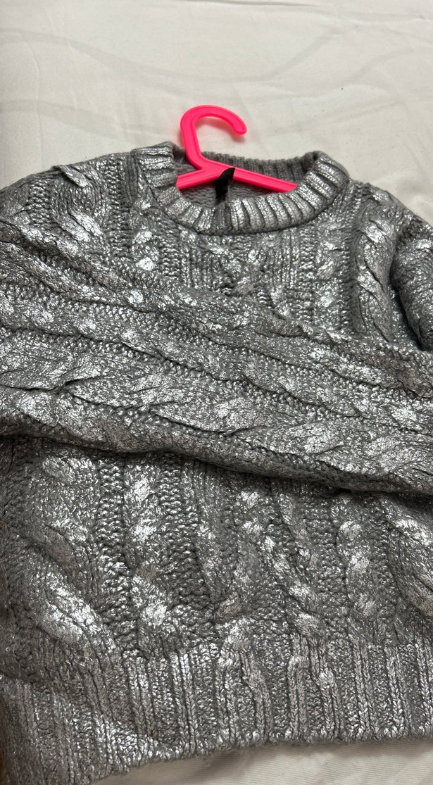 Bohem  parlak Gri Örgü Kadın Kazak - Görsel 4