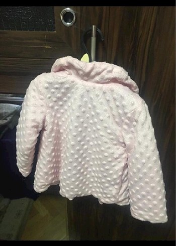 4 Yaş Beden Düğmeli Kapüşonlu Pembe Kız Çocuk Ceketi