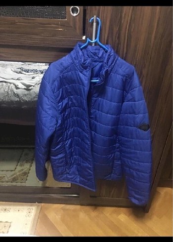 Erkek Mavi Fermuarlı Cep Detaylı Mont