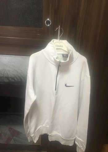 Nike Beyaz Yarim Fermuarli Spor Sweatshirt