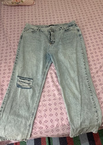 Trendyol & Milla Gri Düğmeli Rahat Kesim Kadın Kot Pantolon