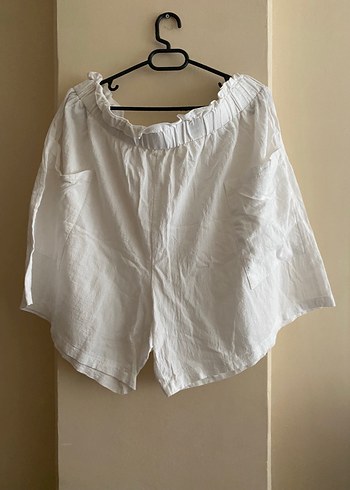 Beyaz Keten büyük beden şort - Görsel 8