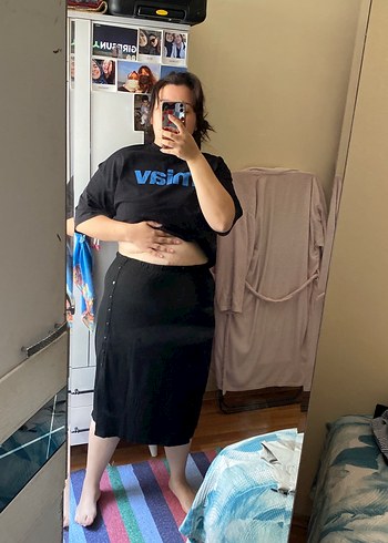 Siyah Midi Hamile Kot Etek - Görsel 2