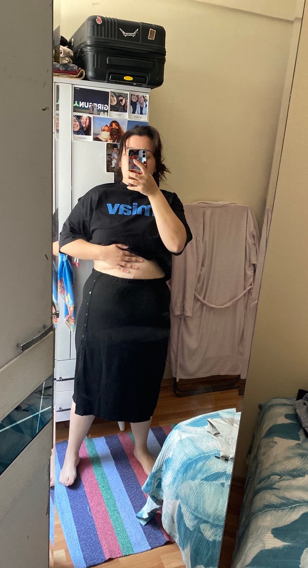 Siyah Midi Hamile Kot Etek - Görsel 2