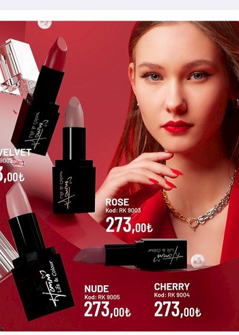 Koyu Kırmızı Ruj - Rose, Nude, Cherry