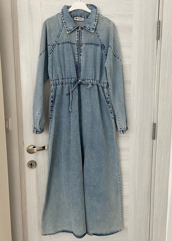Kadın açık kot Denim Uzun Elbise