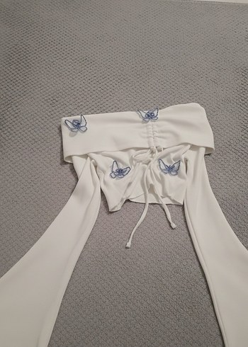 Düğmeli Beyaz Straplez Nakışlı Bluz letgo hesabımda daha uygun - Görsel 2