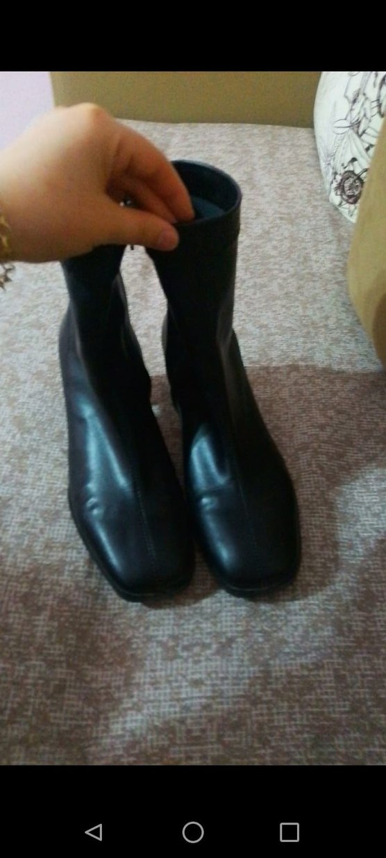 Siyah Deri Tokalı Stiletto Topuklu Kadın Bot - Görsel 2