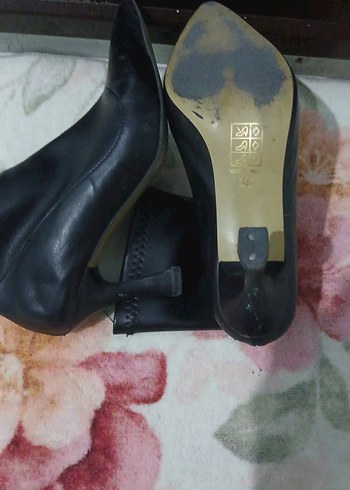 Siyah Deri Stiletto Topuklu Kadın Bot - Görsel 6