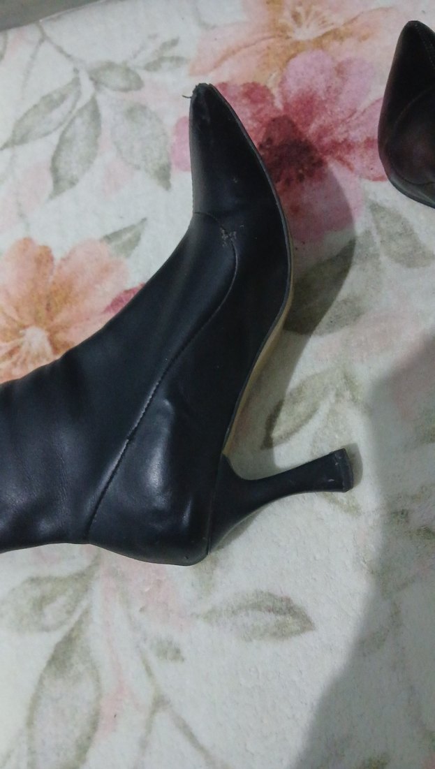 Siyah Deri Stiletto Topuklu Kadın Bot - Görsel 5