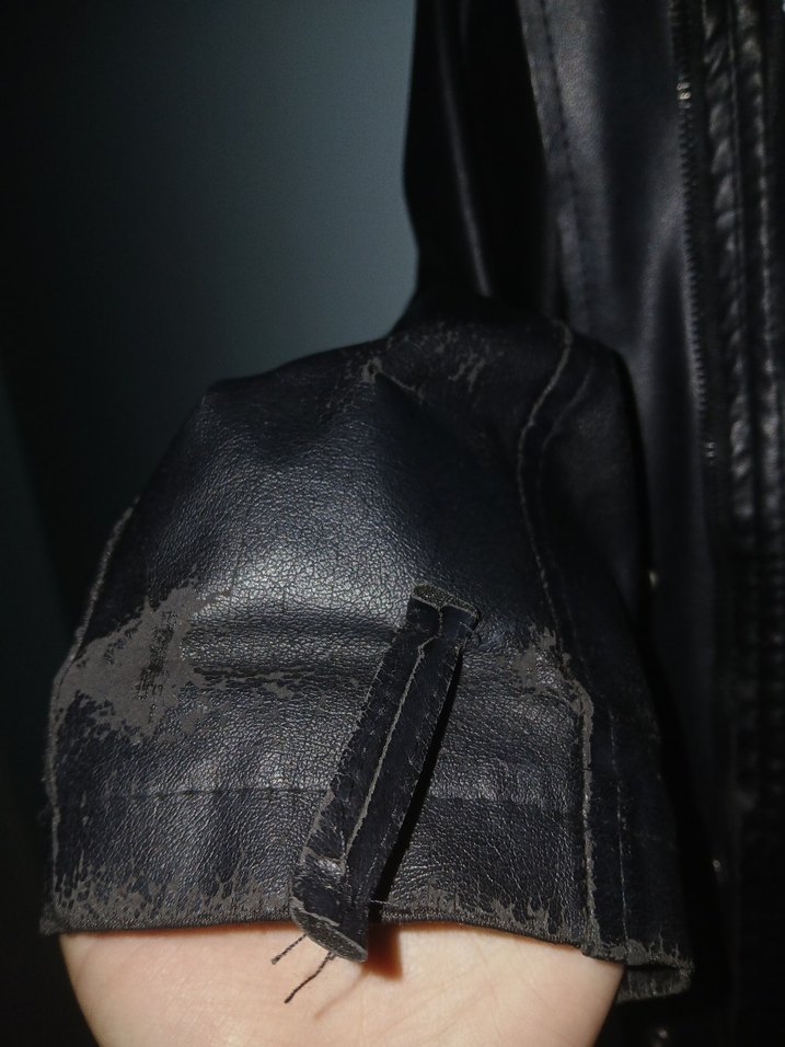 Gri Deri Kadın Ceket, Kemerli, Rahat Kesim - Görsel 3