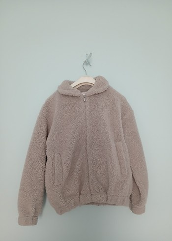 Bej Kapüşonlu Peluş Kadın Ceket - Görsel 2