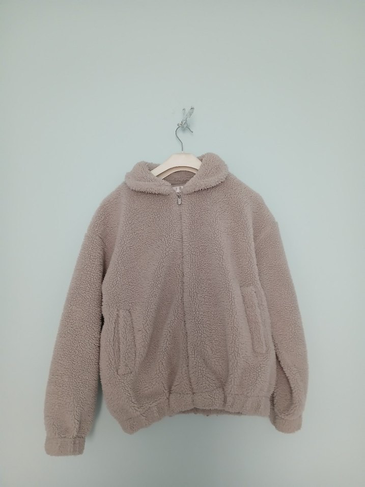 Bej Kapüşonlu Peluş Kadın Ceket - Görsel 2