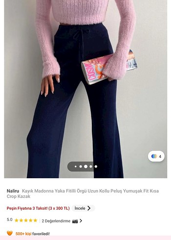 Kadın Pudra Rengi Kısa Triko Kazak - Görsel 2