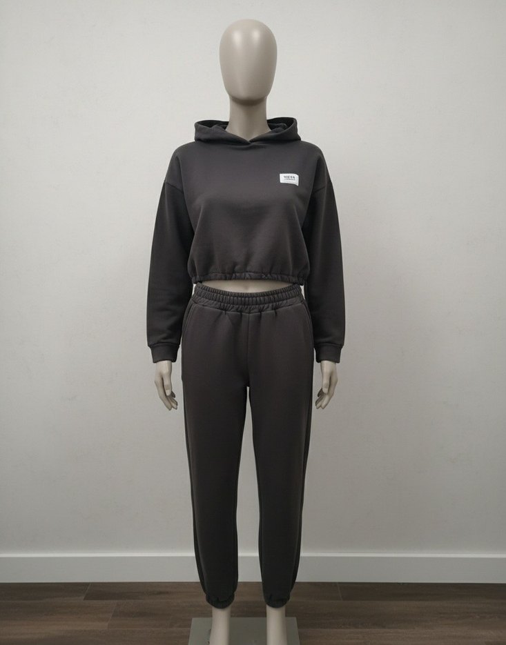 Gri Kadın Bel Detaylı Eşofman Takımı - Görsel 2