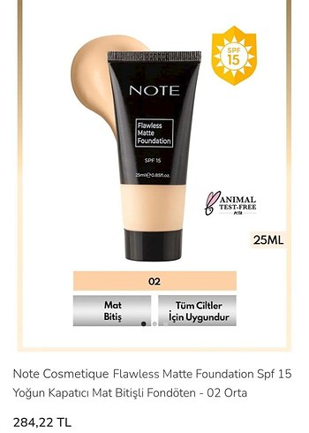 Note Flawless Matte Fondöten 25ml - 02 Orta