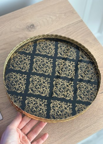 Desenli Altın Renkli Tepsi - Görsel 3